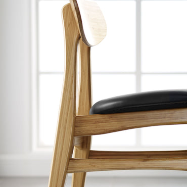 Cassia Dining Chair With Leather Seat, Caramelized, (Set of 2)