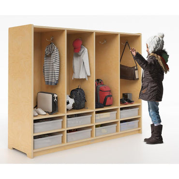 Preschool Eight Section Coat Locker With Trays - WB3904