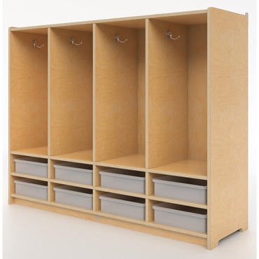 Preschool Eight Section Coat Locker With Trays - WB3904