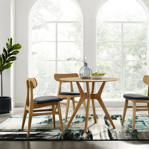 Cassia Dining Chair With Leather Seat, Caramelized, (Set of 2)