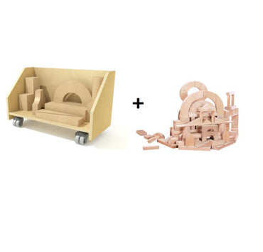 Block Cart and 75-Piece Building Block Set - WB4375