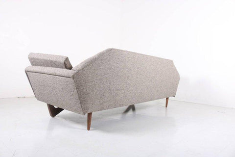 Mid Century Modern Gondola Walnut Trim Sofa